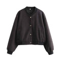 Women's Casual Long-sleeved Soft Short Bomber Jacket