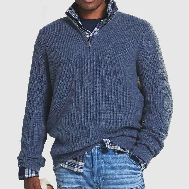 Men's Business Casual Loose Zip Stand Collar Sweater - Youth & Teen Friendly