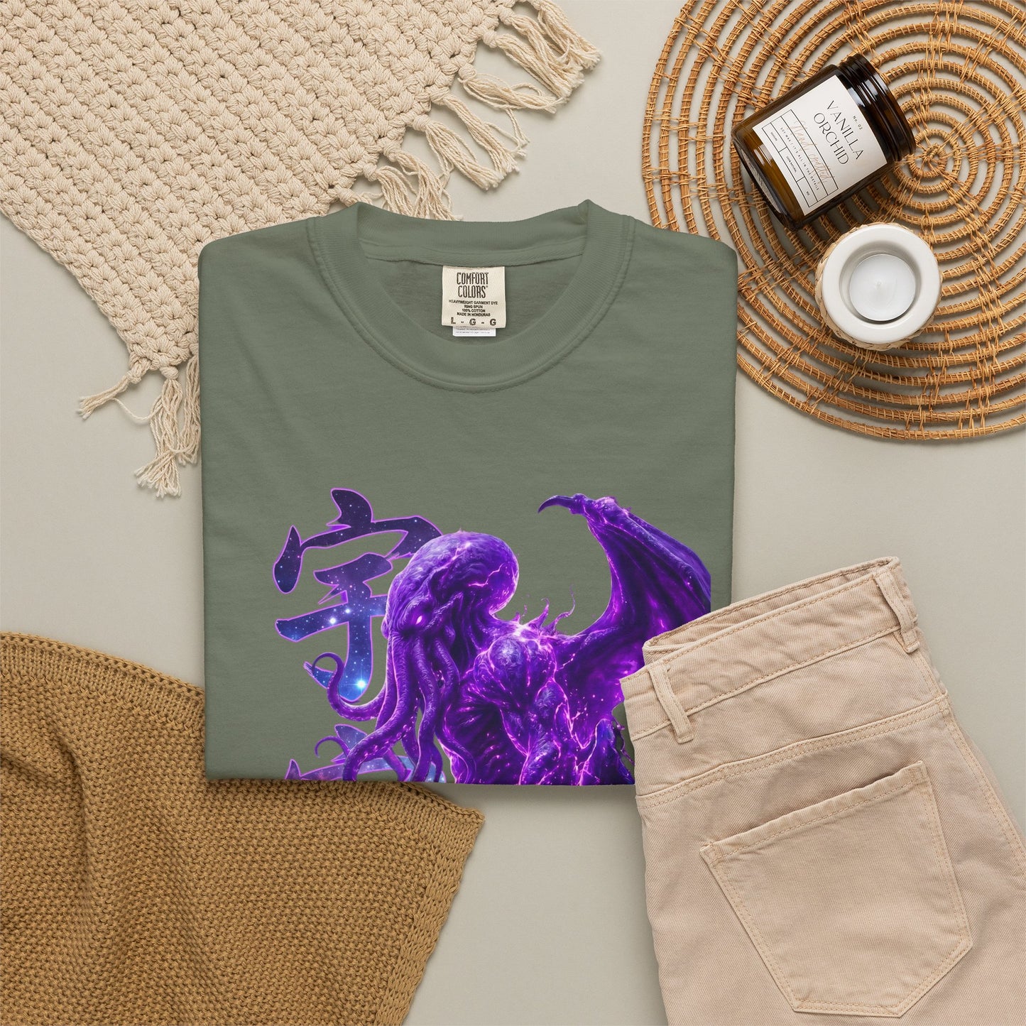 Purple Galaxy Monster Shirt Japanese Aesthetic T Shirt Cosmic Horror Graphic Tee Harajuku Streetwear Comfort Colors 1717 Apparel
