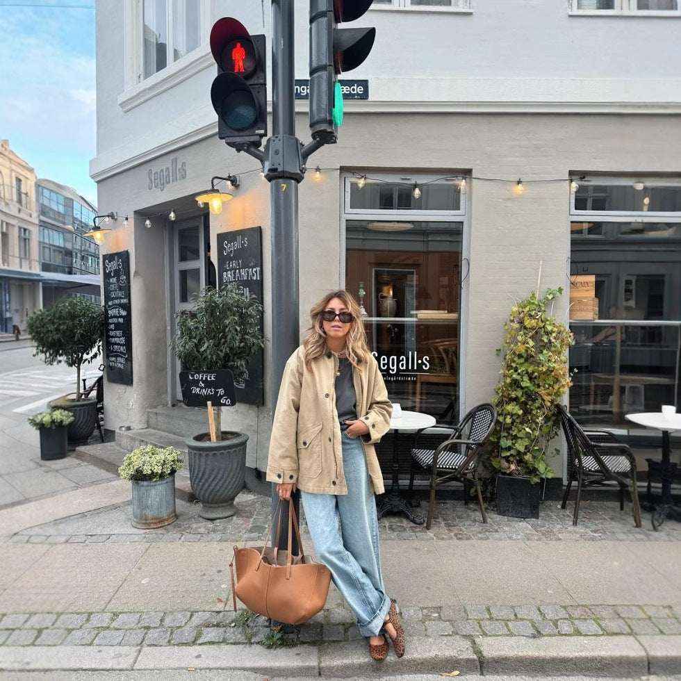 Classic Khaki Trench Coat with Lapel Collar