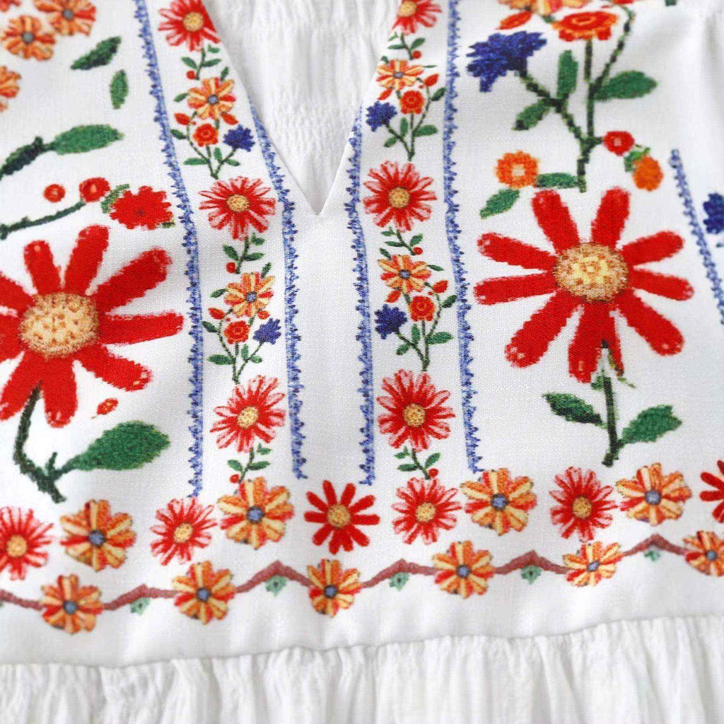 Plus Size Women Embroidered Lace V-Neck Blouse