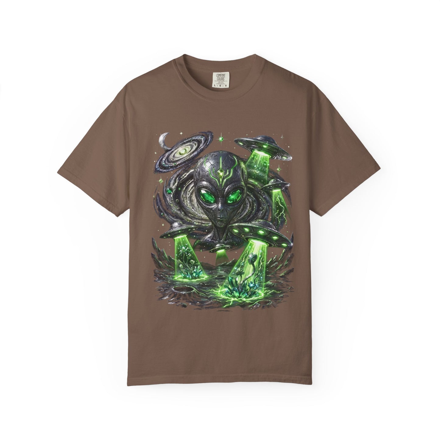 Y2K Cyberpunk Cosmic Space Monster T-Shirt Green Neon Aura Unisex Harajuku Style Streetwear Comfort Colors 1717 Graphic Tee