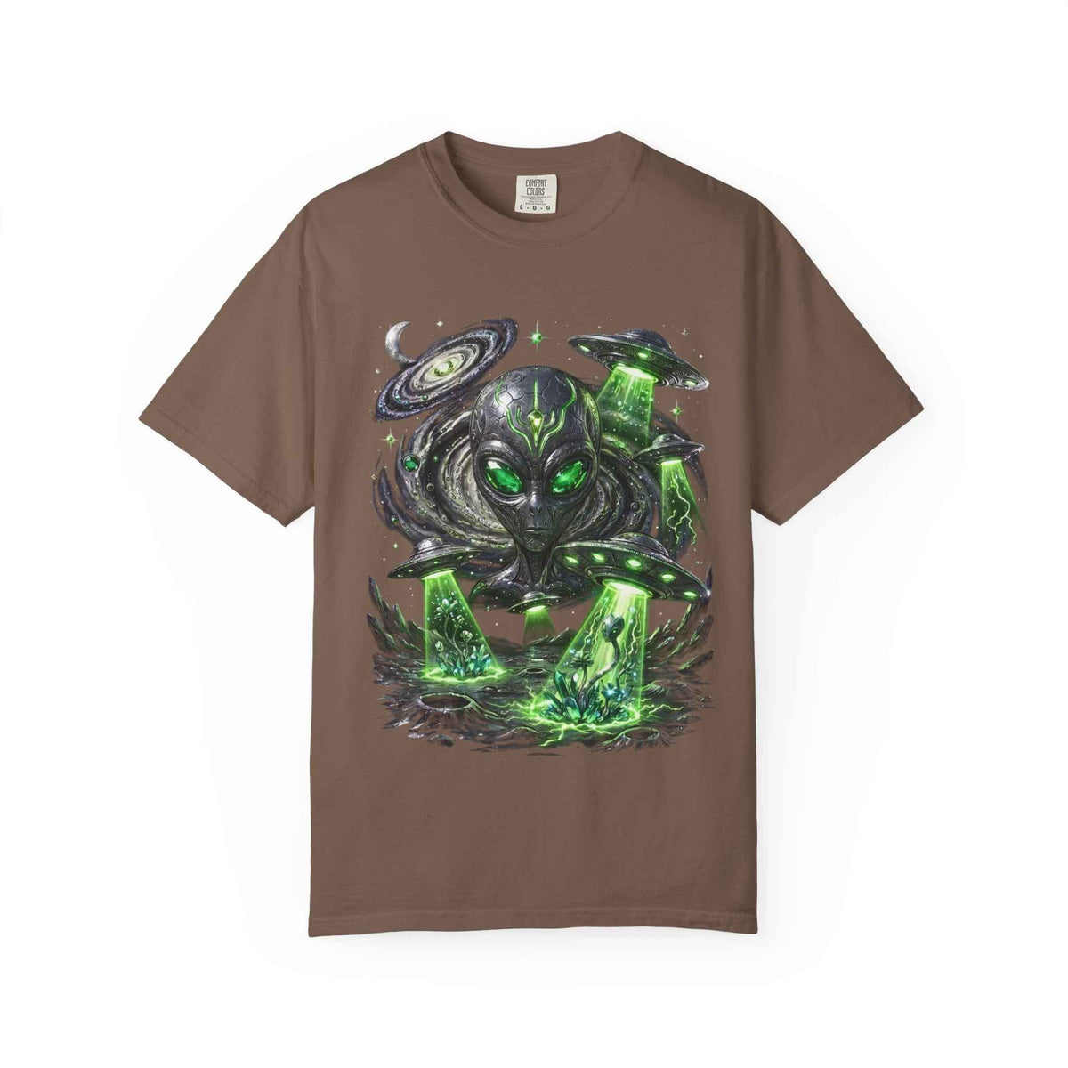 Cyberpunk Cosmic Monster Tee - Green Neon Harajuku Y2K Statement Shirt