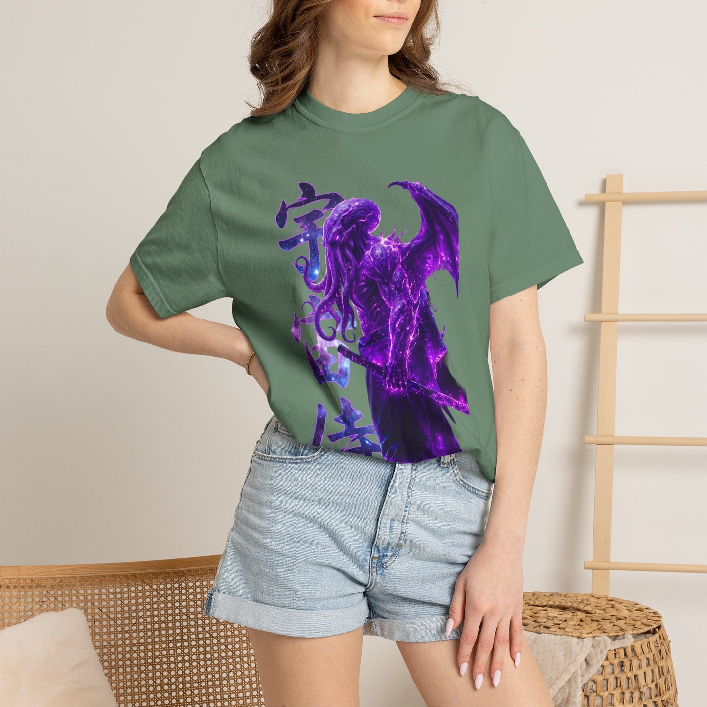 Purple Galaxy Monster Shirt Japanese Aesthetic T Shirt Cosmic Horror Graphic Tee Harajuku Streetwear Comfort Colors 1717 Apparel