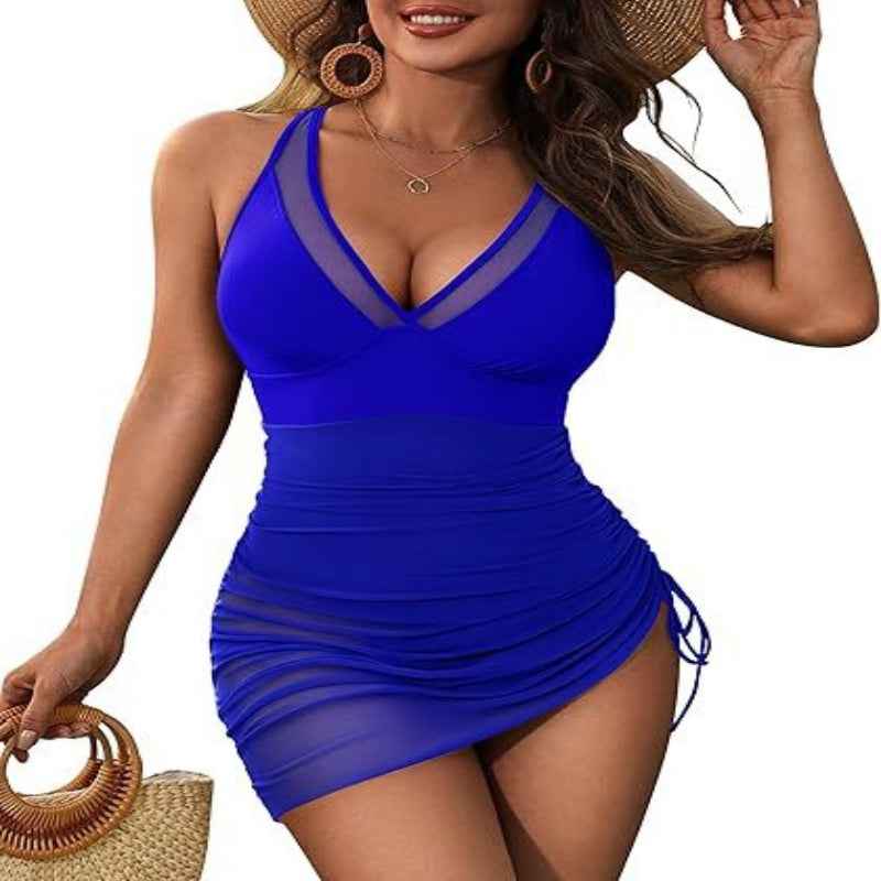 Summer One-piece Swimsuit Sling Deep V Stitching Detachable Slim Fit Swimsuit