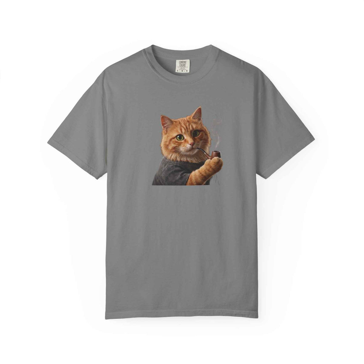 Funny Orange Cat Smoking Pipe Graphic Tee, Harajuku Streetwear, Cozy Kitten