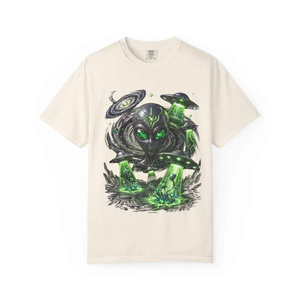 Cyberpunk Cosmic Monster Tee - Green Neon Harajuku Y2K Statement Shirt