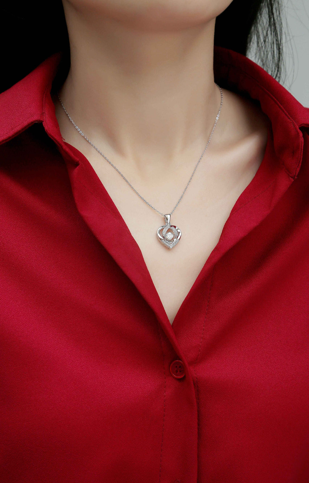 1Heart Luxurious Fashion Diamond Pendant Necklace Set - S920 Silver & Moissanite (Not for TEMU)