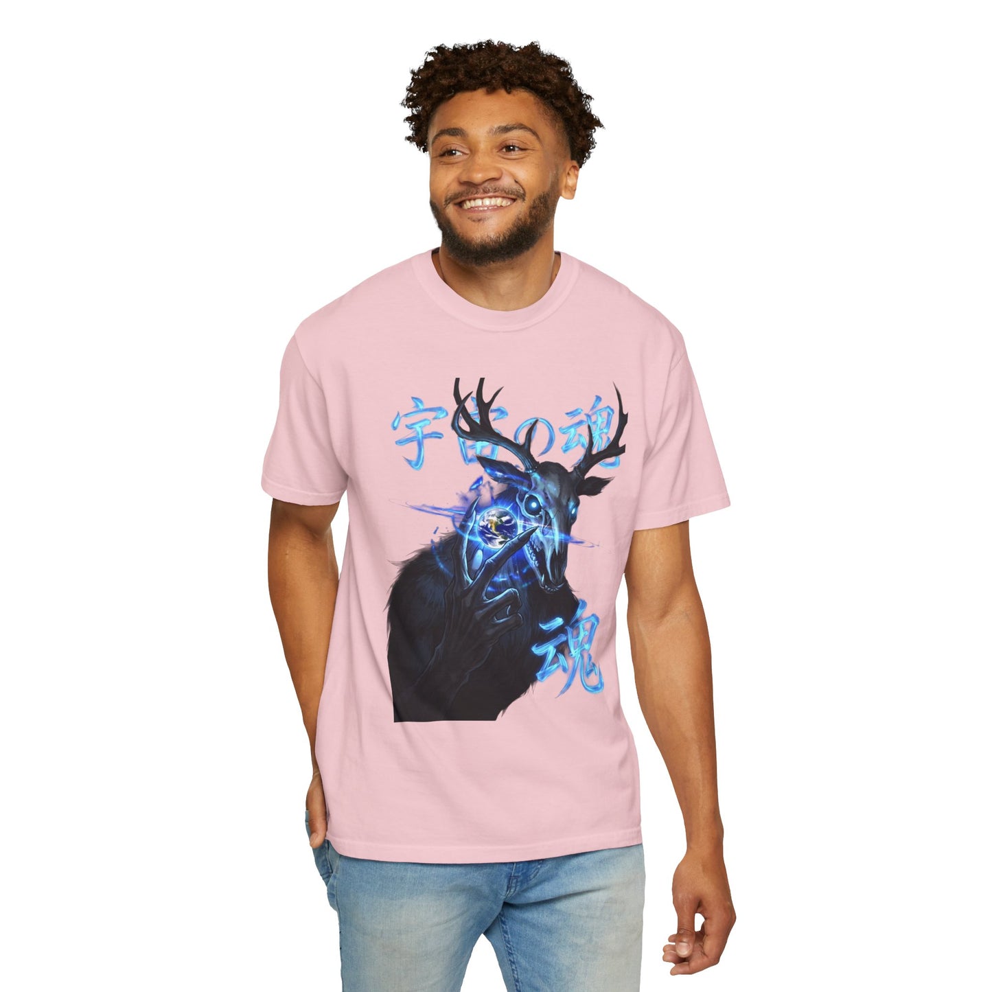 Y2K Cyberpunk Cosmic Skull T-Shirt Blue Neon Energy Aura Unisex Harajuku Style Streetwear Comfort Colors 1717 Graphic Tee