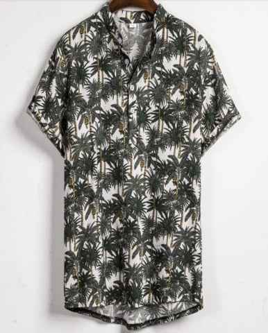 Vintage Floral Linen Shirt: Lightweight Button-Up Urban Casual