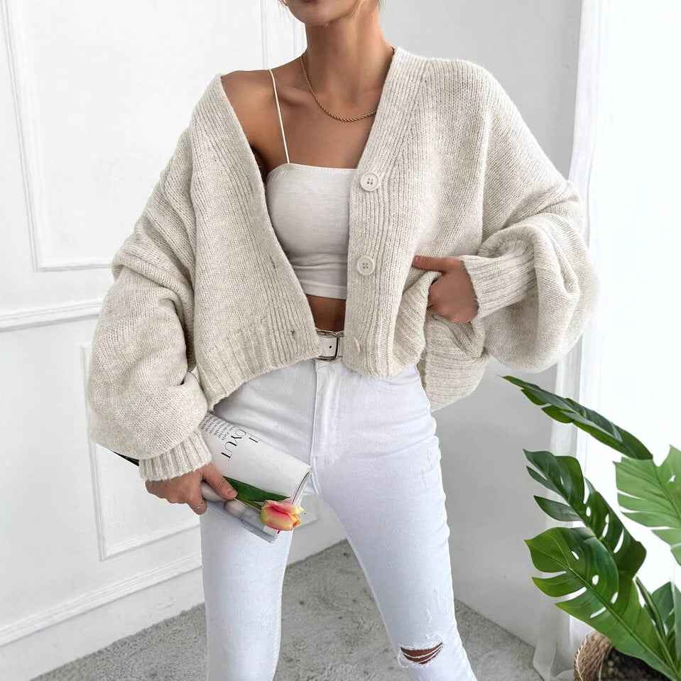 Women's Casual Loose V-Neck Jacket