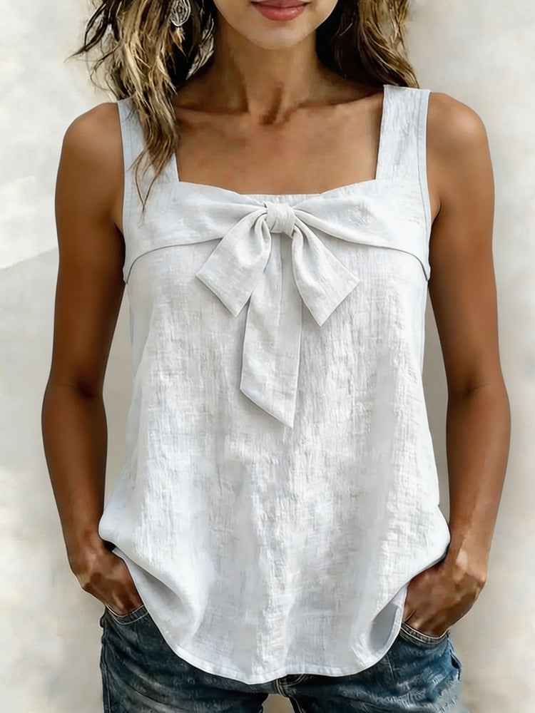 Square-Neck Sleeveless Tank Top Women - Summer Casual Comfortable Cotton Linen Blends
