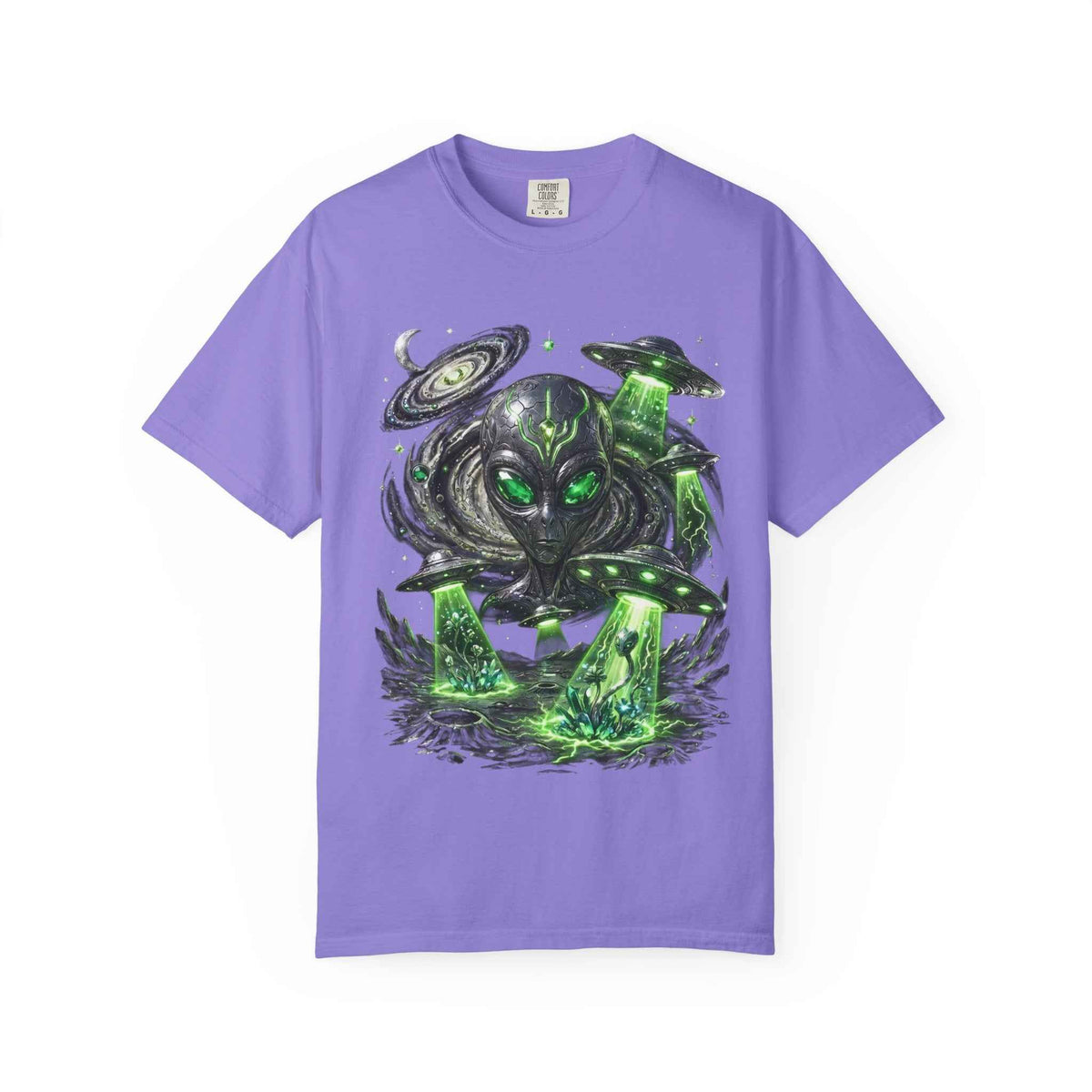 Cyberpunk Cosmic Monster Tee - Green Neon Harajuku Y2K Statement Shirt