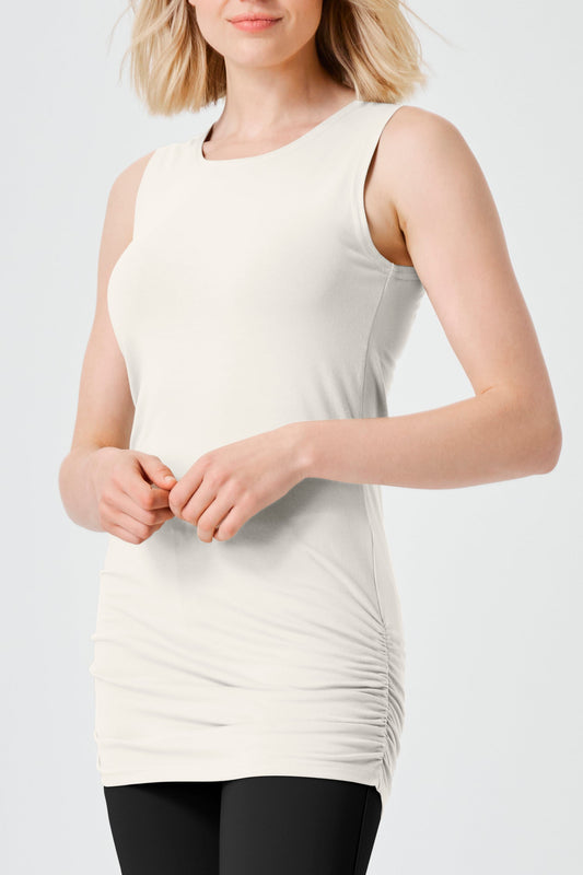Baumwolle-Lycra Ruche Tanktop - Vanille