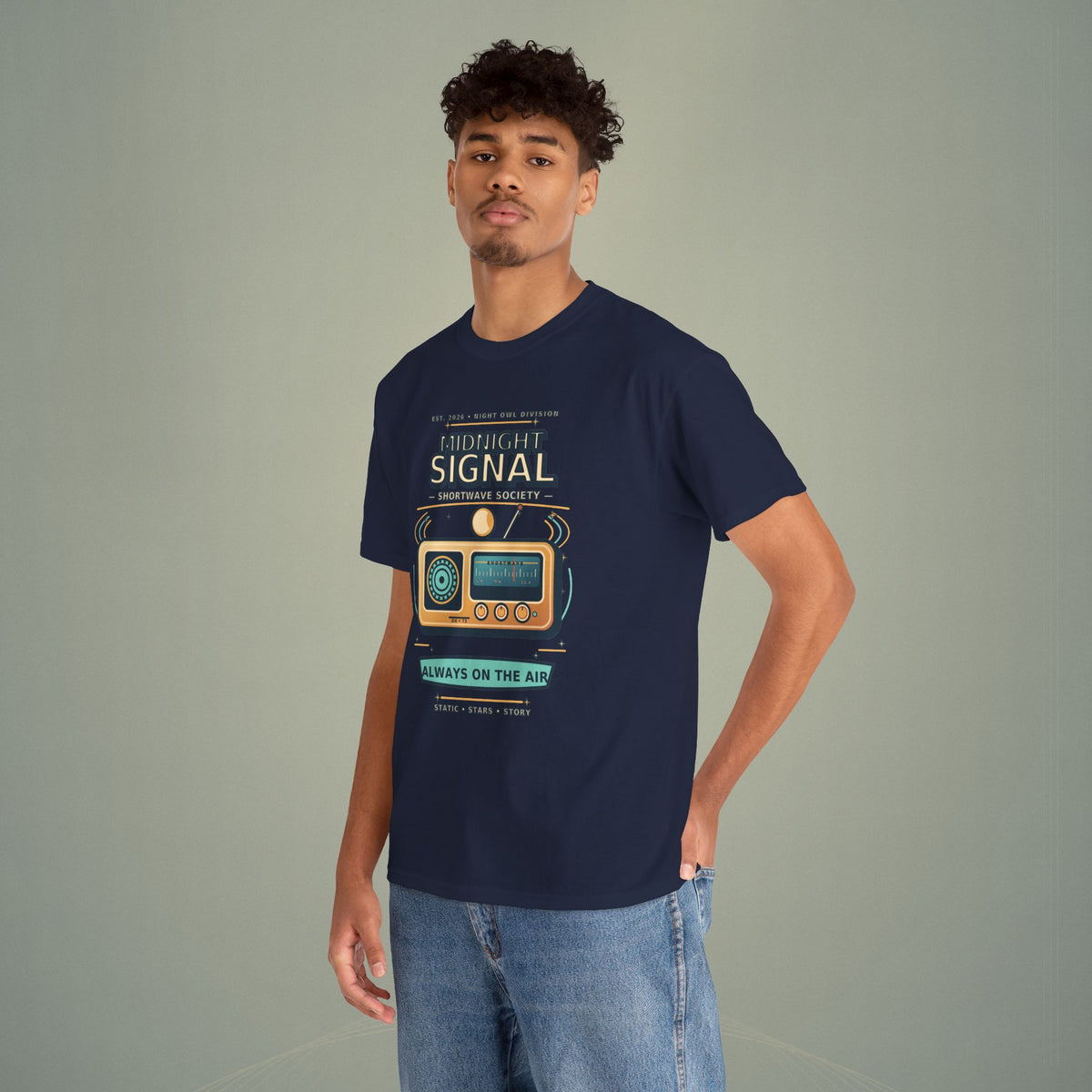 Midnight Signal Shortwave Society Tee | Vintage Ham Radio Operator Graphic Shirt | Gildan 5000