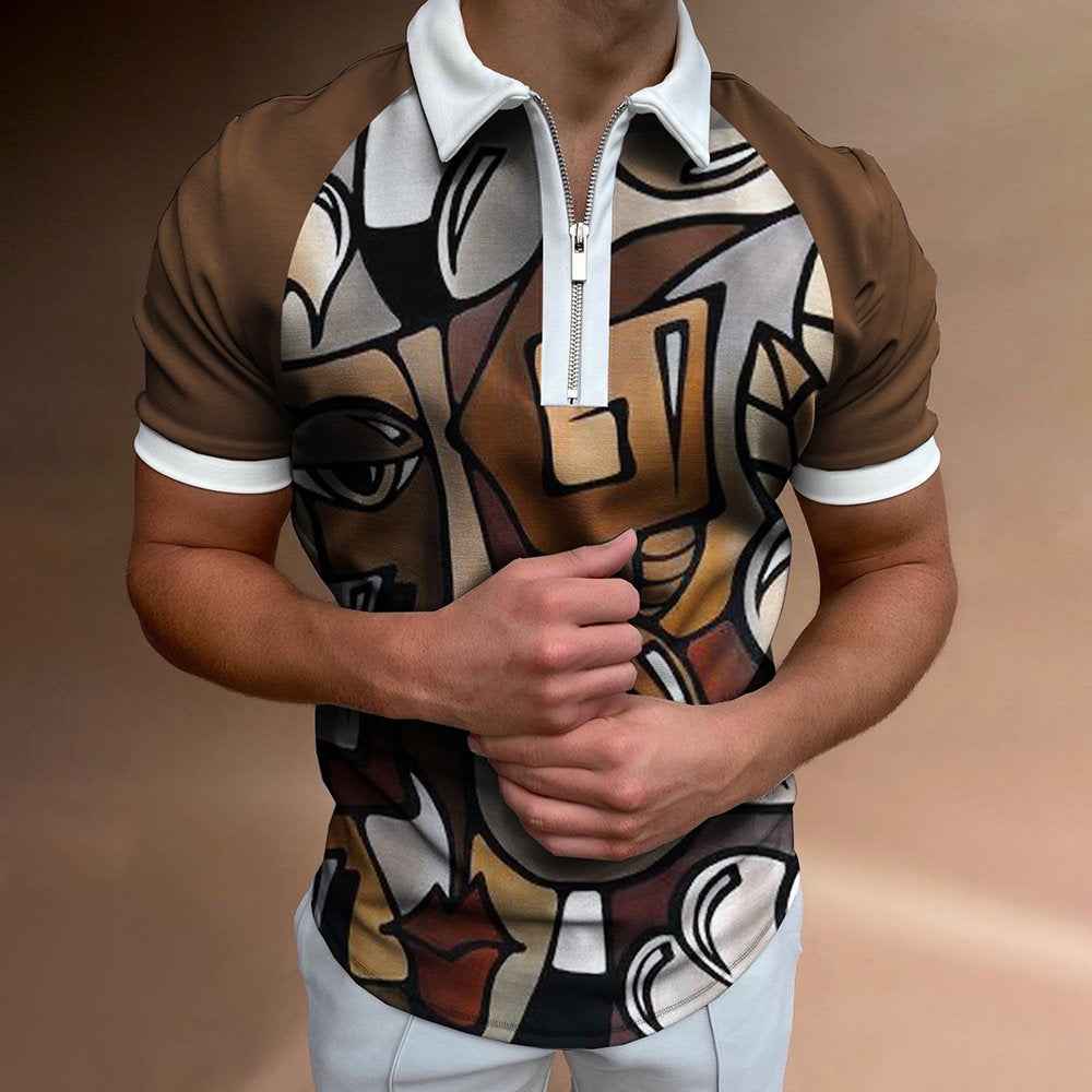 Men's Striped Short Sleeve Polo Shirt - Comfortable & Stylish