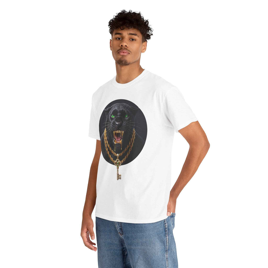 White Iced Out Panther Graphic Tee - Premium Heavy Cotton Streetwear