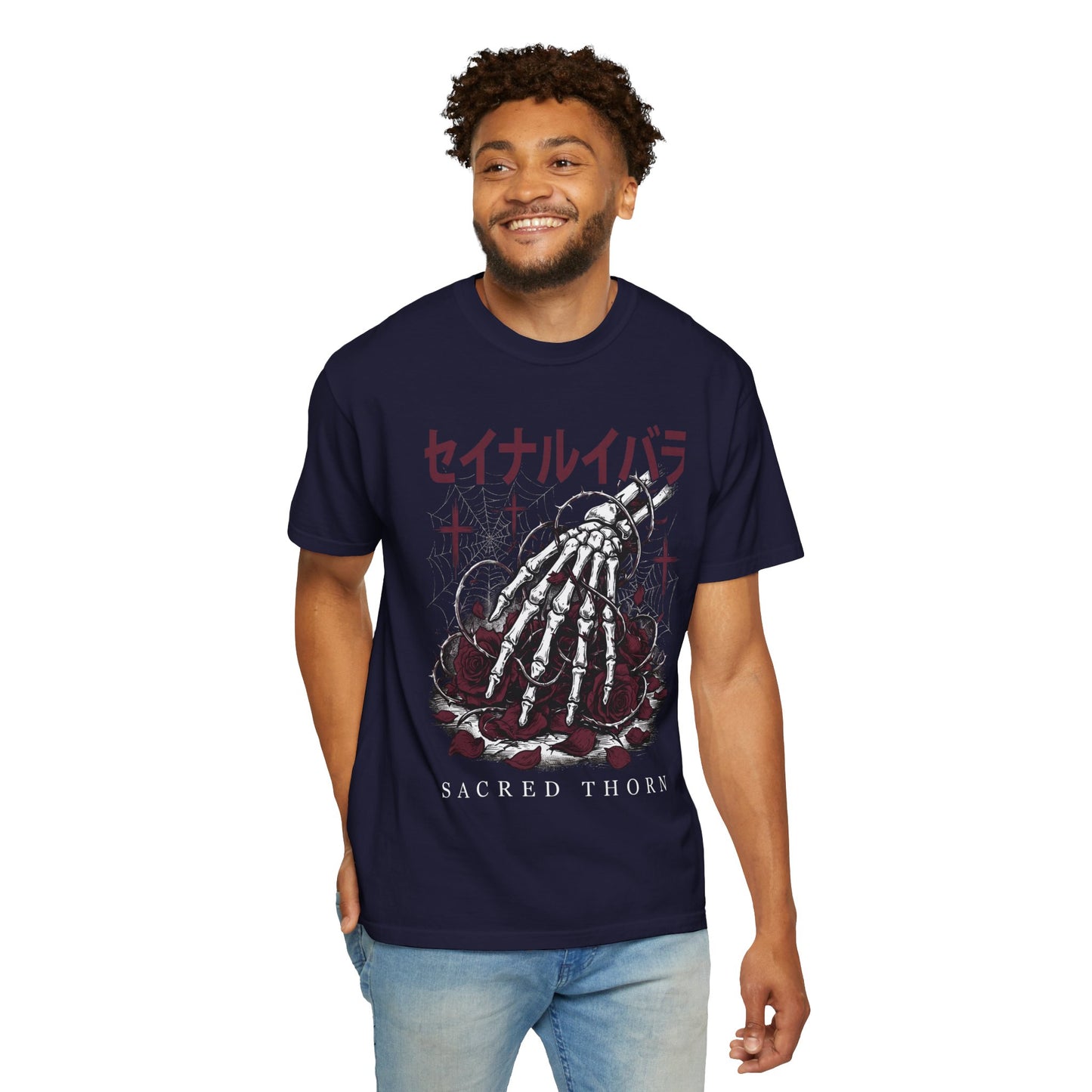 T-Shirt — Sacred Thorn Skeleton Hands Graphic Tee (セイナルイバラ)