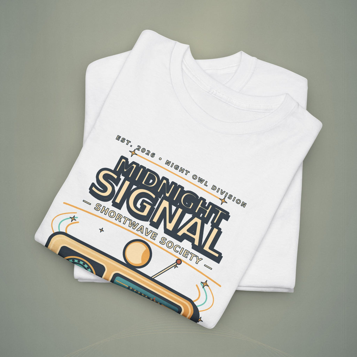 Midnight Signal Shortwave Society Tee | Vintage Ham Radio Operator Graphic Shirt | Gildan 5000