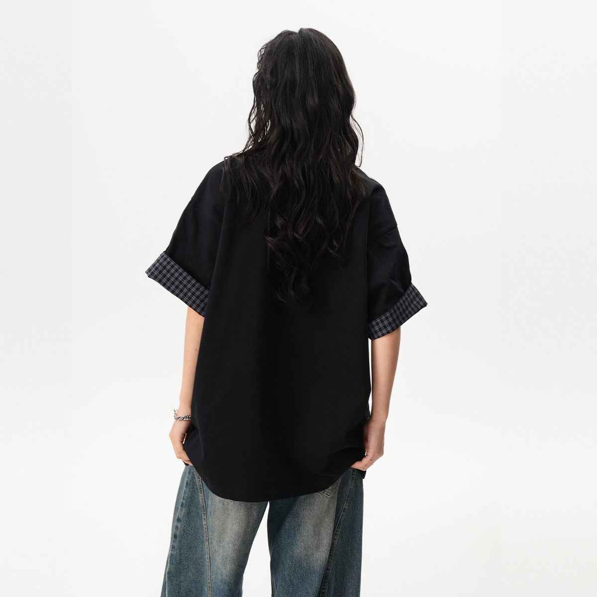 Color-Block Plaid Women's T-Shirt - Modern Streetwear Top