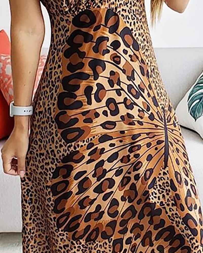 New Leopard Print Butterfly Strap Dress for Women - Lightweight Summer
