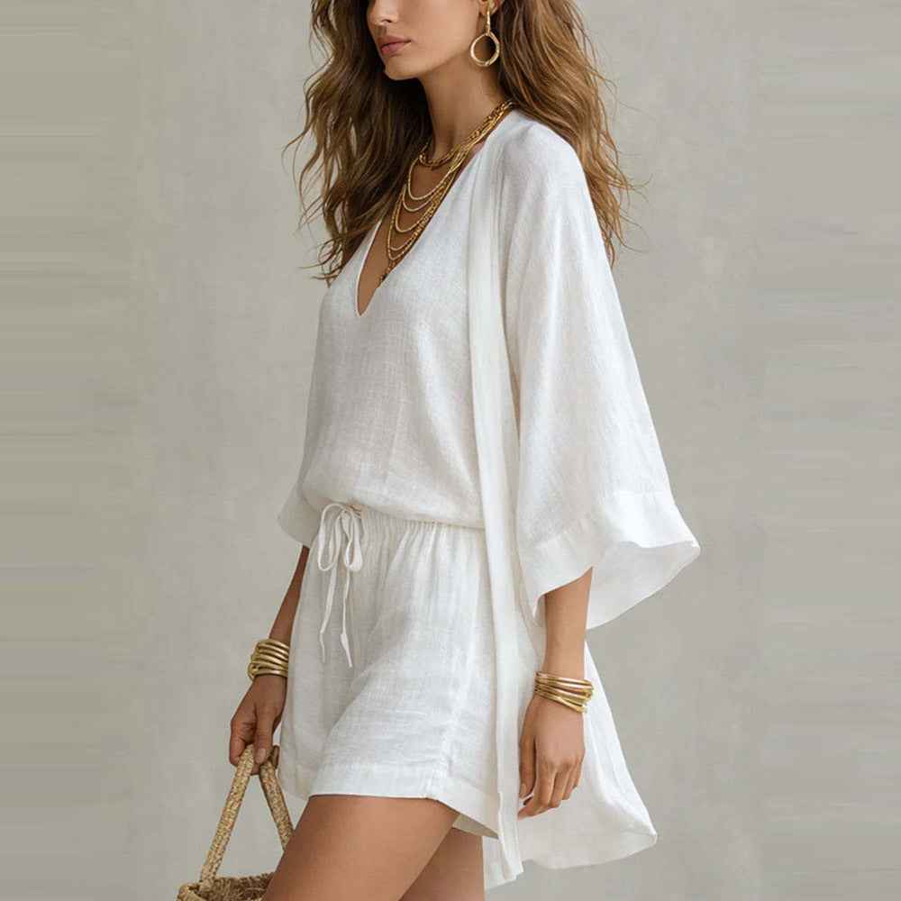 Women's 3-Piece Casual Set: Sleeveless Vest, Cardigan, Shorts