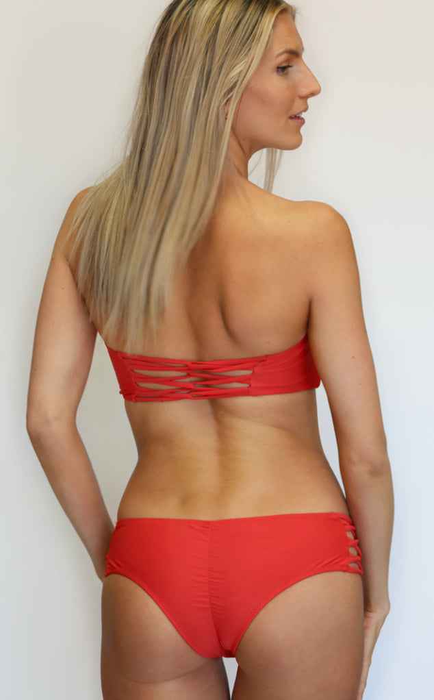 Banzai Beach Strappy Bikini Bottom - Double Rise Hipster, Ruched or Smooth
