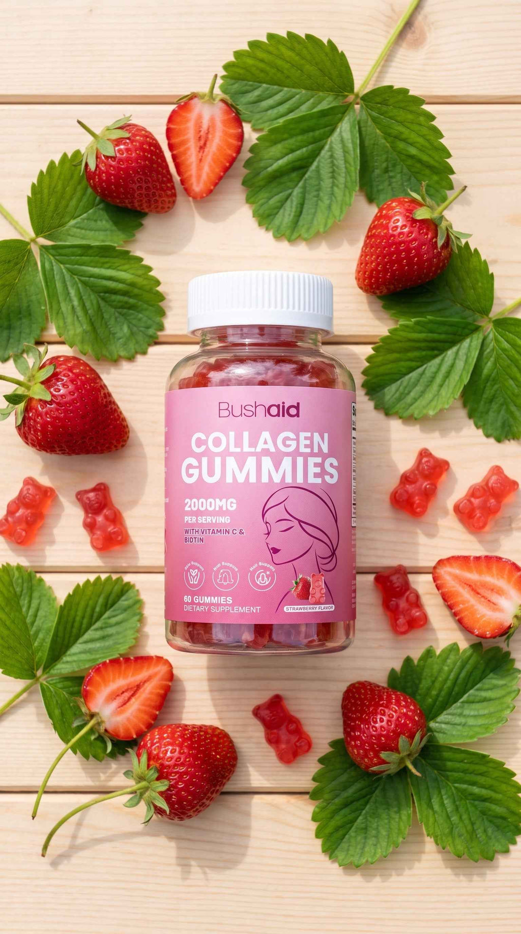 Collagen Gummy Vitamins for Skin, Hair & Nails - 60 Daily Supplements