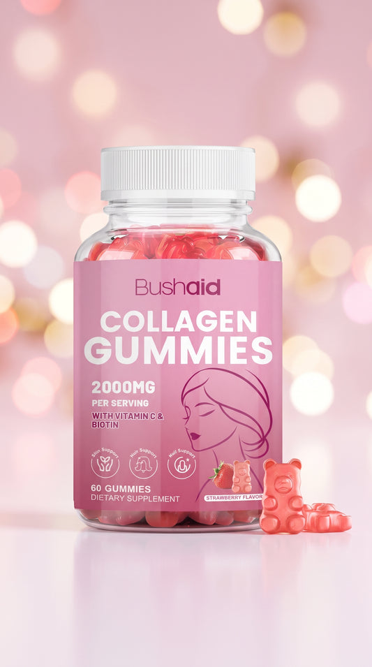 BushAid Collagen Gummis mit Vitamin C, D3, Zink & Biotin (60 Gummis)