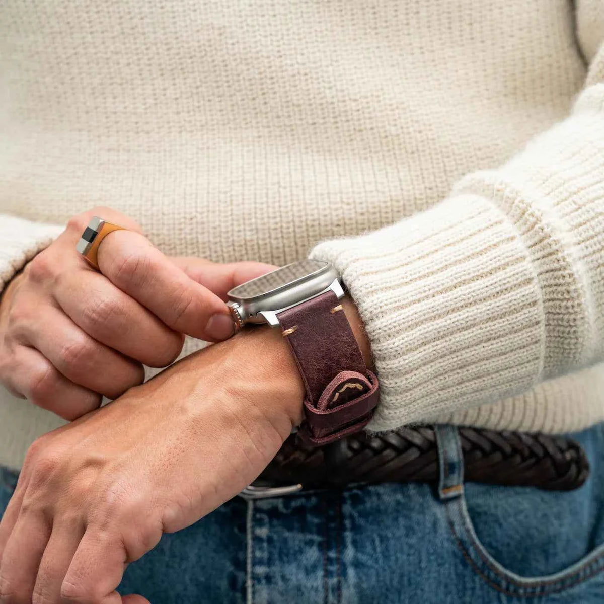 Rugged Vintage Leather Strap for Apple Watch Ultra