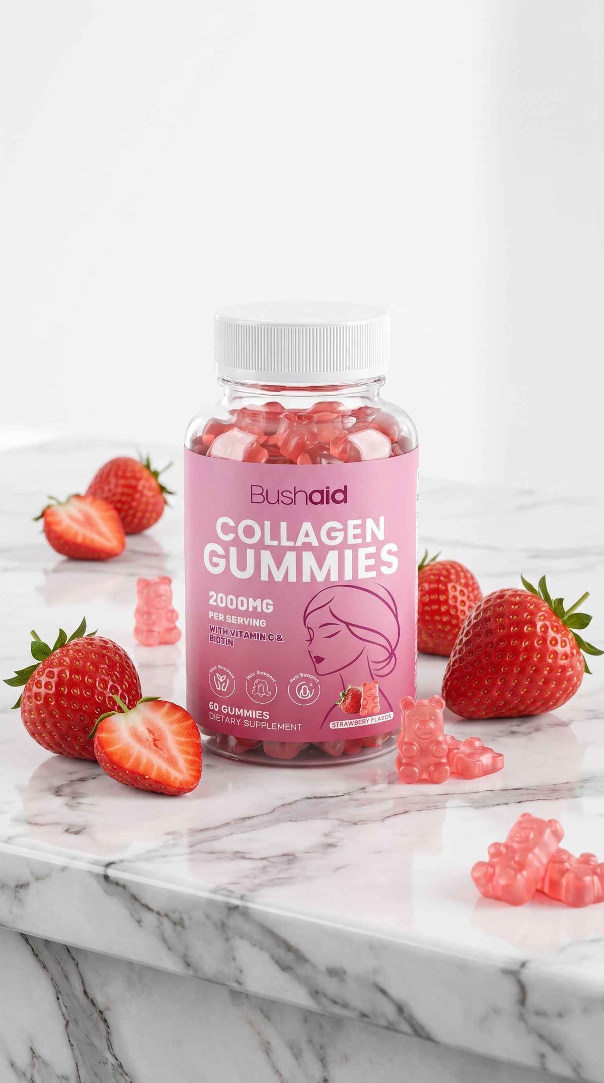 Collagen Gummy Vitamins for Skin, Hair & Nails - 60 Daily Supplements