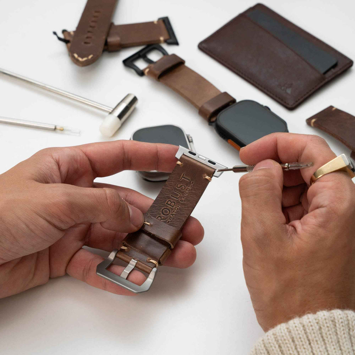 Rugged Vintage Leather Strap for Apple Watch Ultra