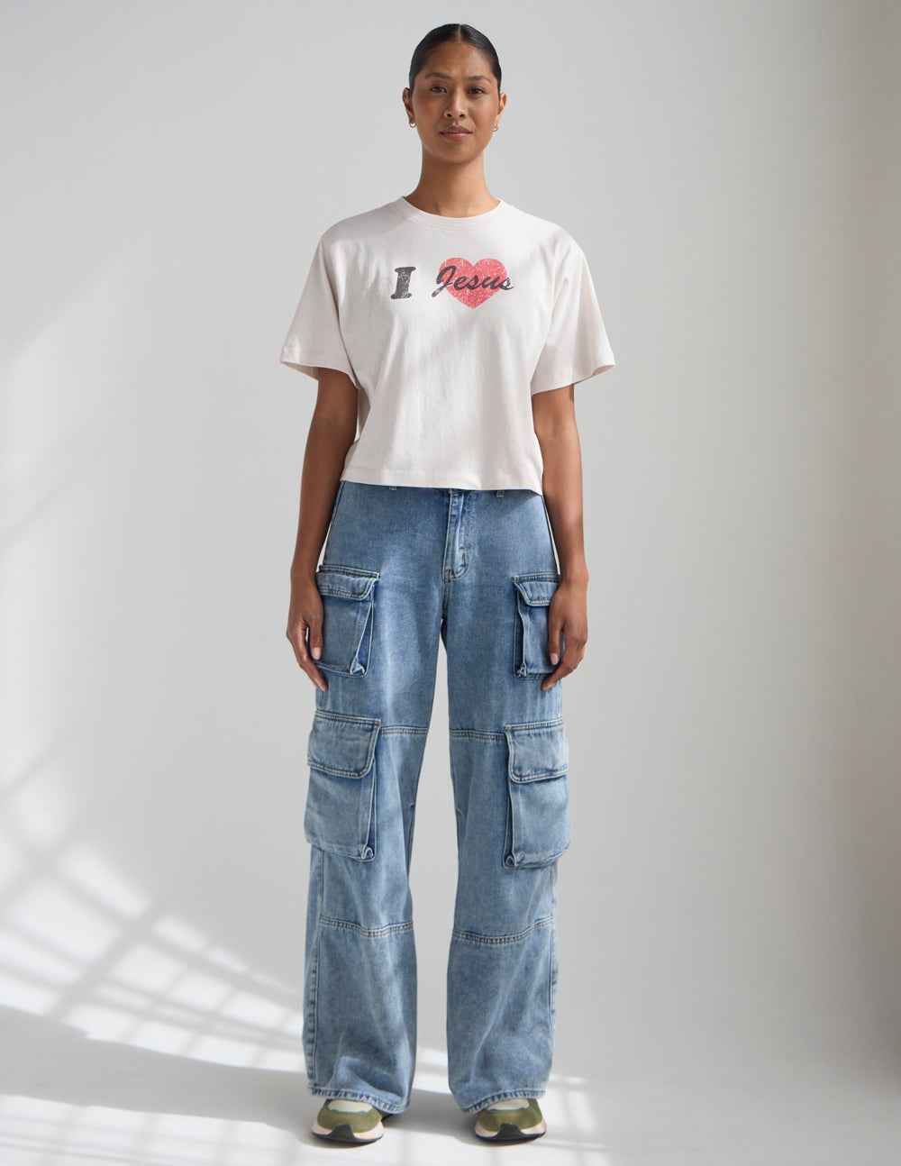 I Love Jesus Cropped Women's Tee - Soft, Breathable & Flattering Fit