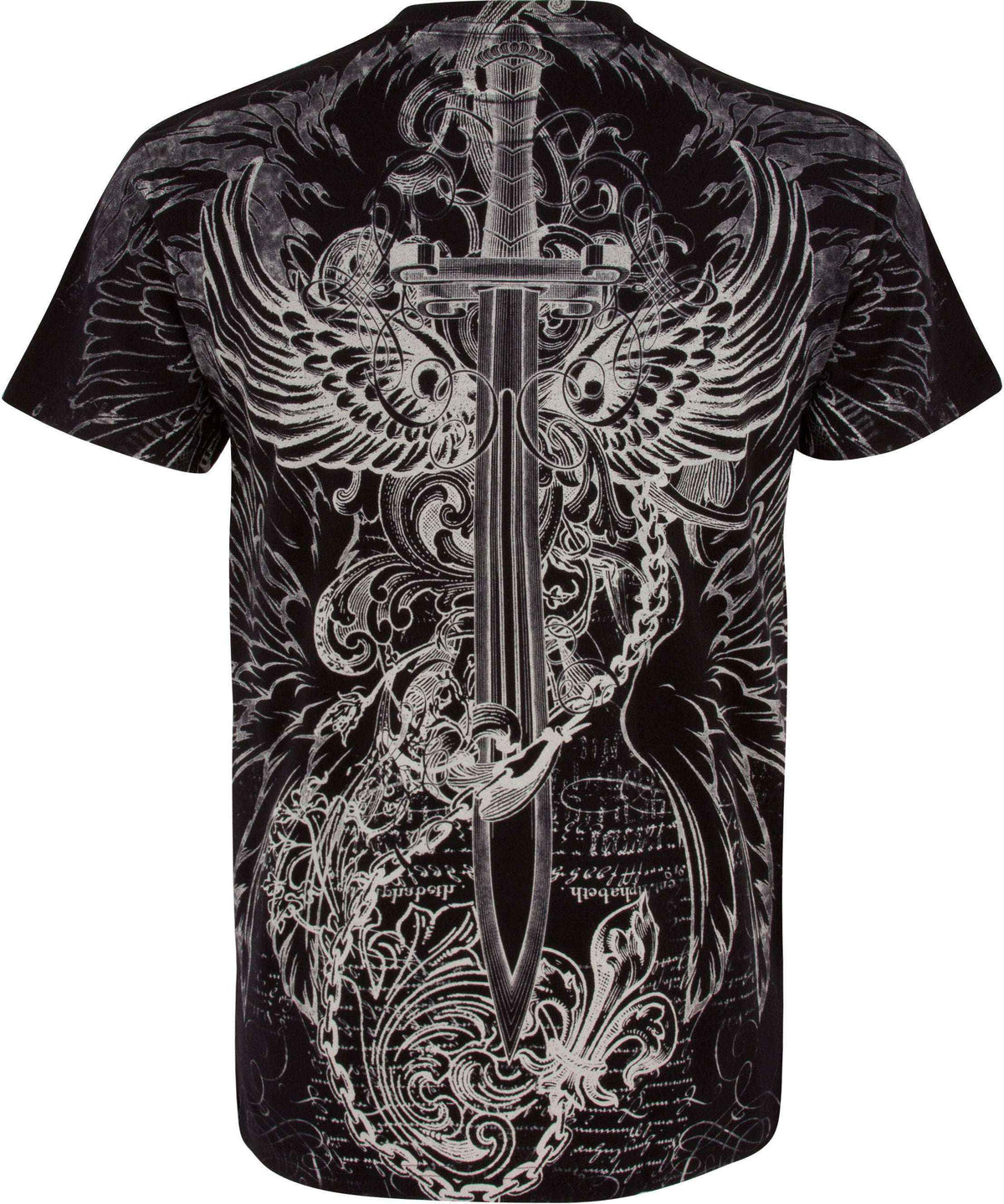 Sakkas Eagle, Sword & Chains Cotton Mens T-Shirt - Embossed Design