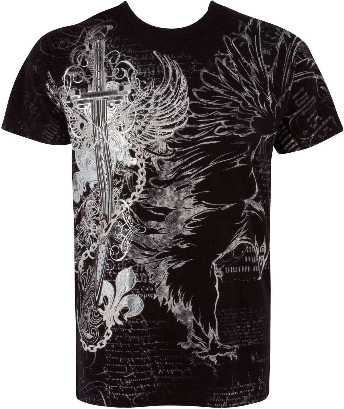 Sakkas Eagle, Sword & Chains Cotton Mens T-Shirt - Embossed Design