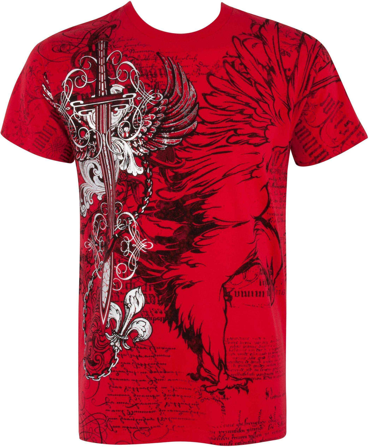 Sakkas Eagle, Sword & Chains Cotton Mens T-Shirt - Embossed Design