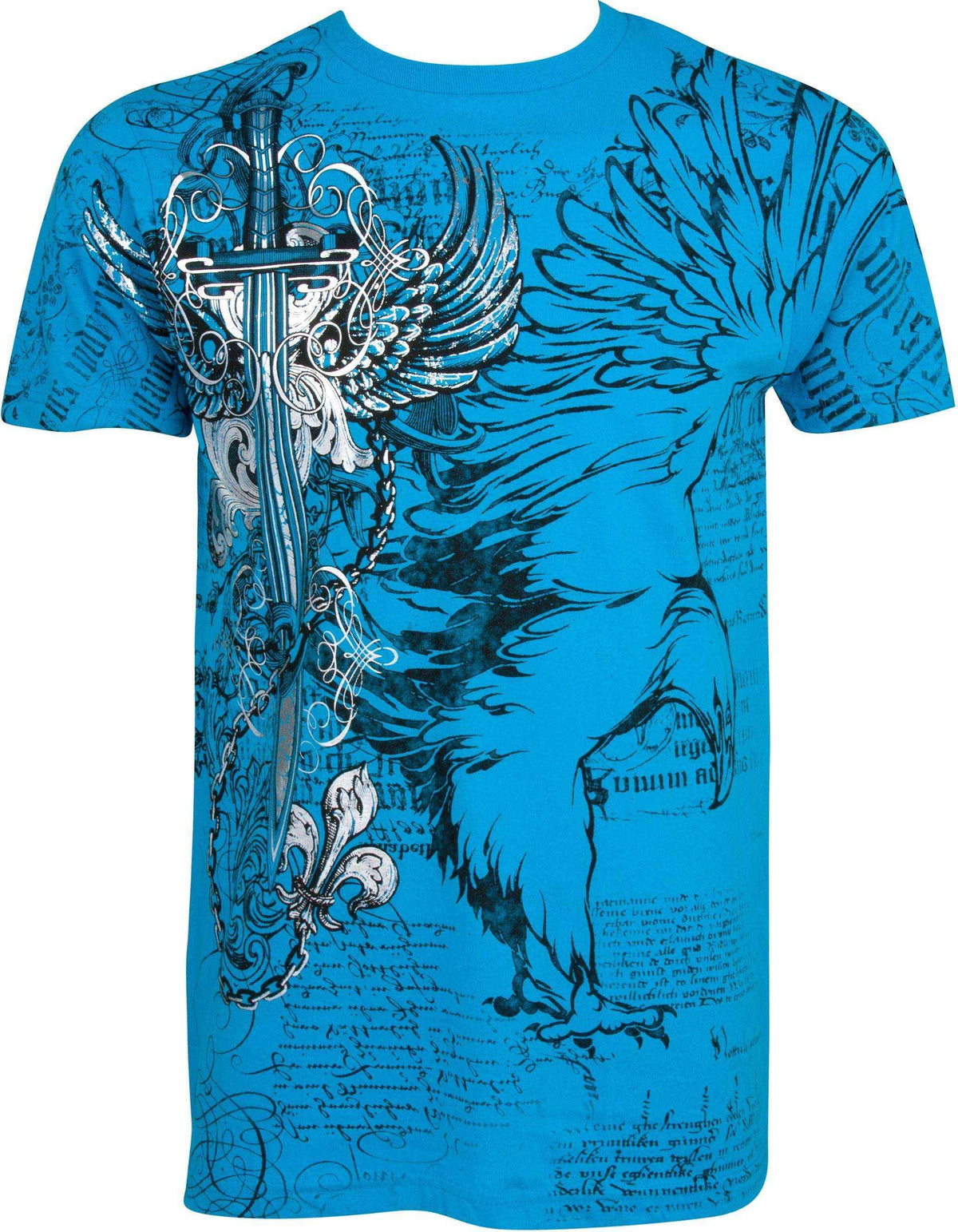 Sakkas Eagle, Sword & Chains Cotton Mens T-Shirt - Embossed Design