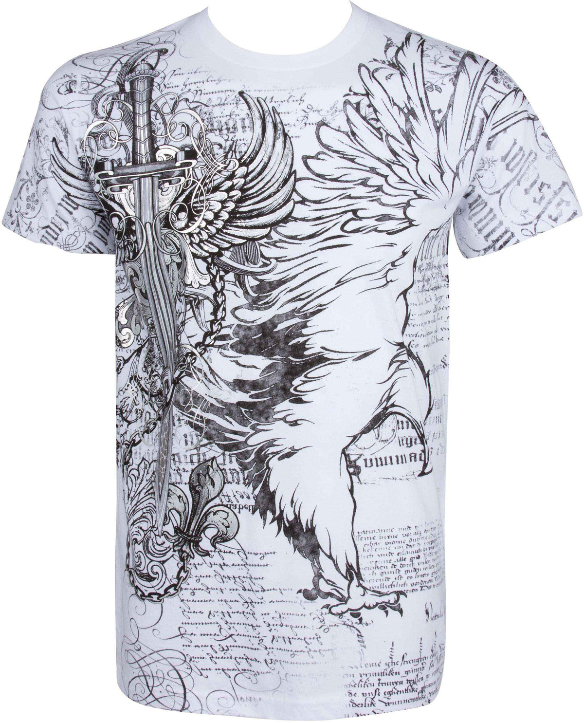 Sakkas Eagle, Sword & Chains Cotton Mens T-Shirt - Embossed Design