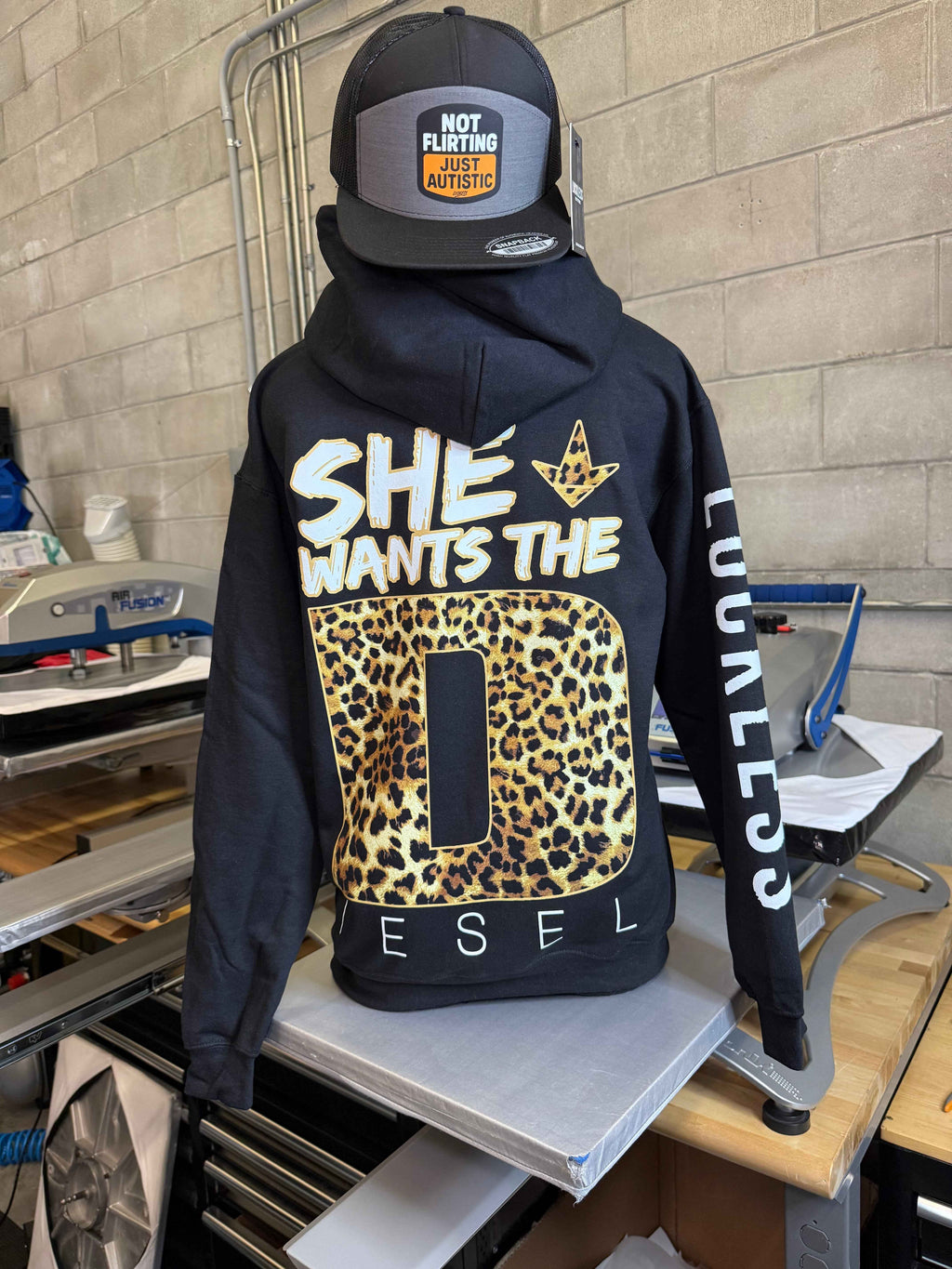 She Wants The Diesel Hoodie - Leopard Print Edition