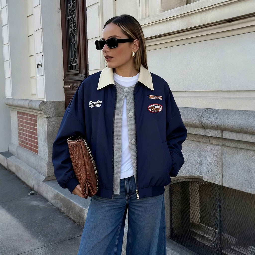 New Stylish Embroidered Bomber Jacket Baseball Uniform Top
