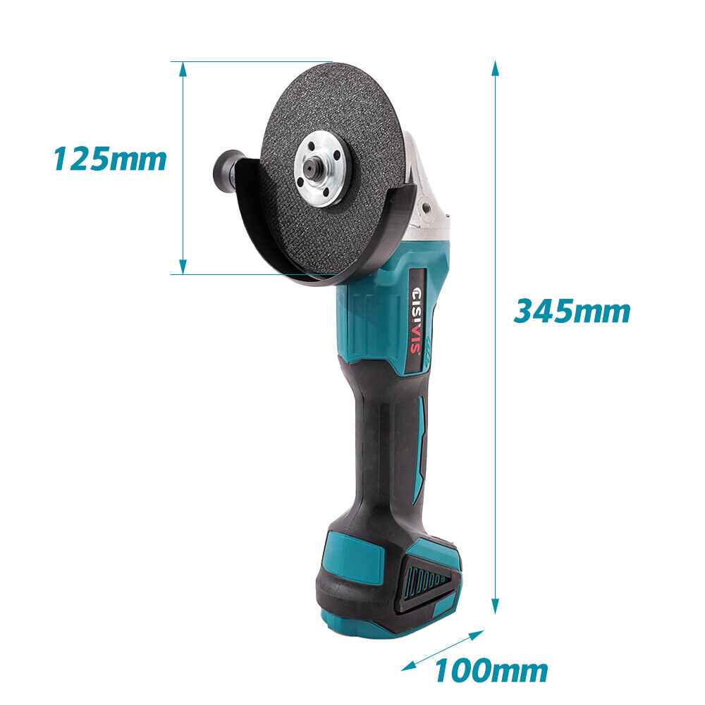 Cordless Angle Grinder 125mm 21V - Electric Rotary Tool w/2 Batteries