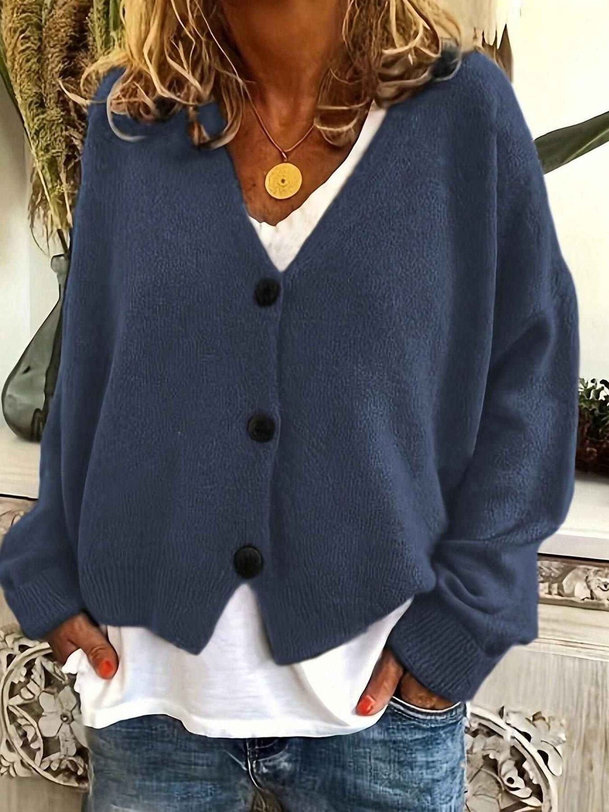 Women's Lightweight Solid Color Cardigan Sweater - European Sizes