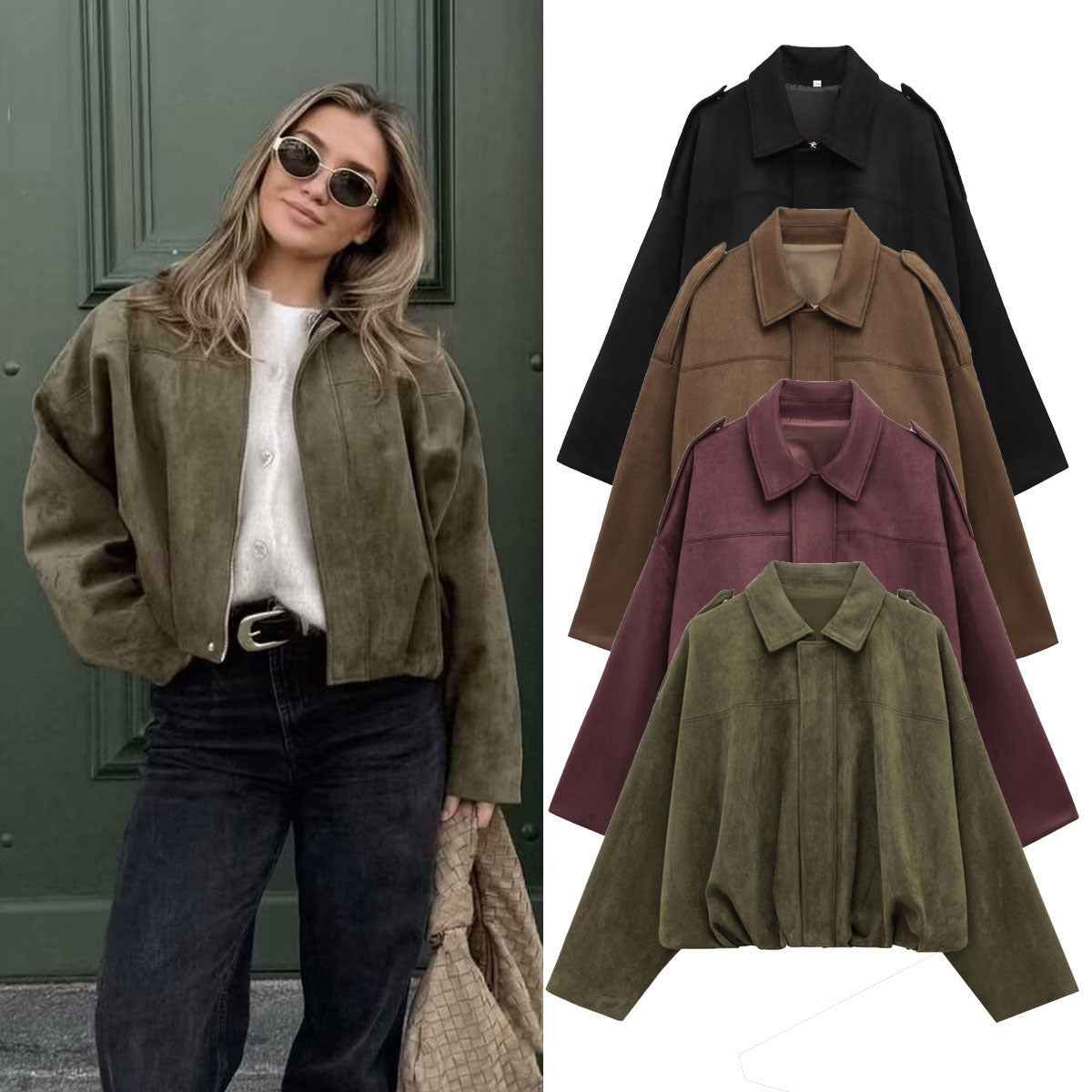 Men's Faux Suede Pilot Jacket - Stylish, Comfortable Zip-Up Coat