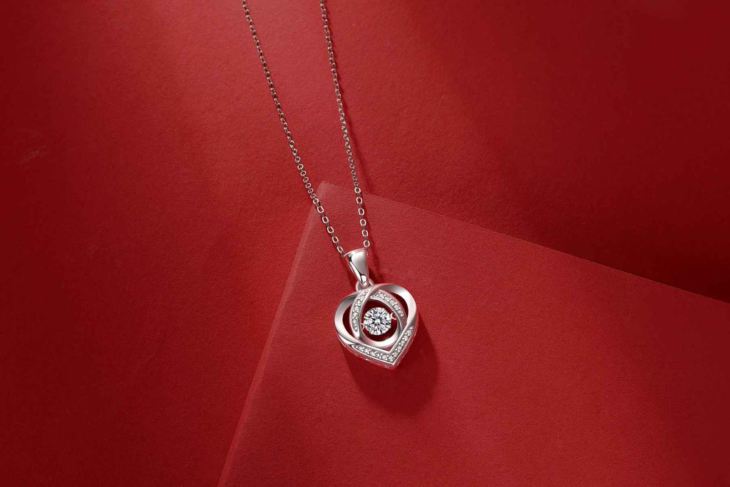 1Heart Luxurious Fashion Diamond Pendant Necklace Set - S920 Silver & Moissanite (Not for TEMU)