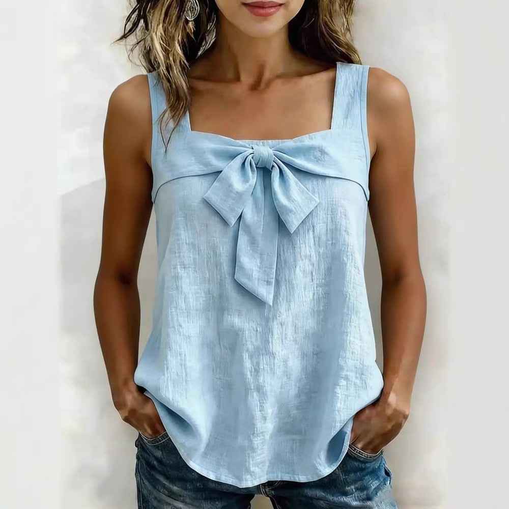 Square-Neck Sleeveless Tank Top Women - Summer Casual Comfortable Cotton Linen Blends