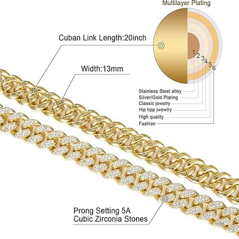 13mm Football Chain Necklace - Diamond Iced Eye of Horus Cross