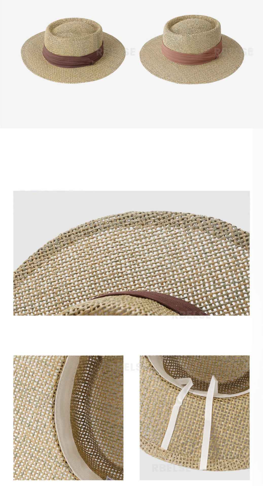 Women's Old Money Style Hollow Flat-top Straw Hat, Summer Versatile Sun Hat For Vacation, Beach & Seaside Sun Protection Straw Fedora