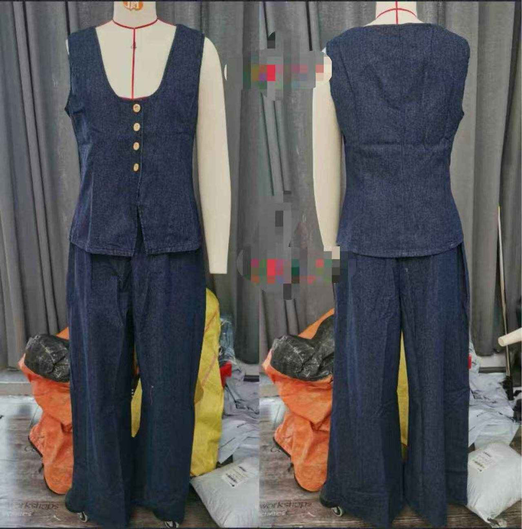 Retro Loose-Fit Denim Suit Set - Women's Two-Piece Outfit