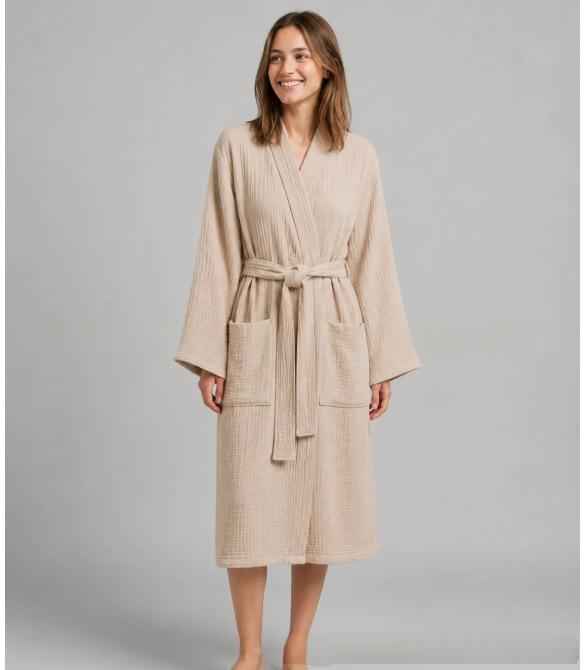 Solid Color Belt Bathrobe Minimalist Nightgown Sleeveless