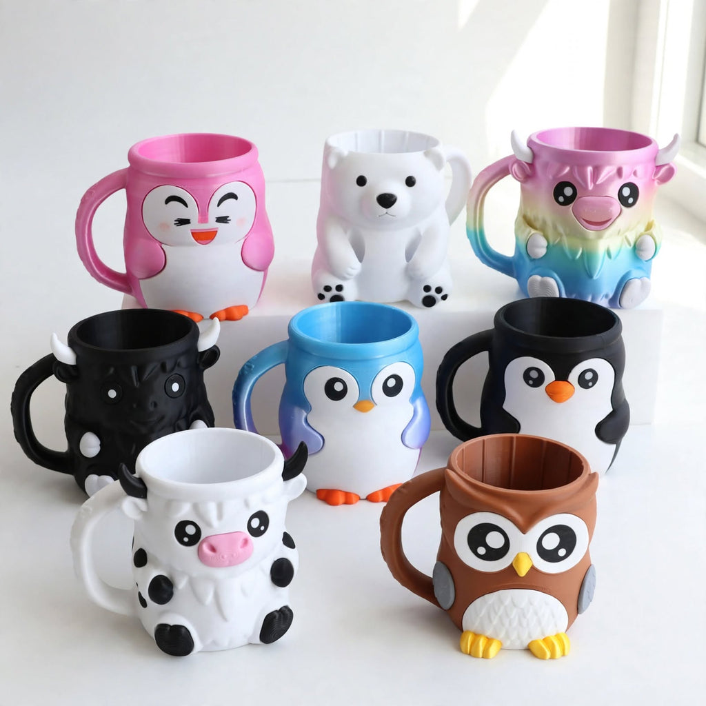 Kawaii Cartoon Animal Ice Cream Cup - Penguin, Cow, Cat, Bat & Polar Bear Pint Holder | 16 Styles